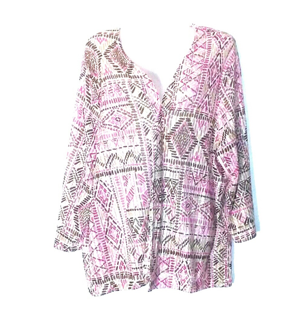 Alfred Dunner 2X Boho Gold Shimmer Cardigan Shrug